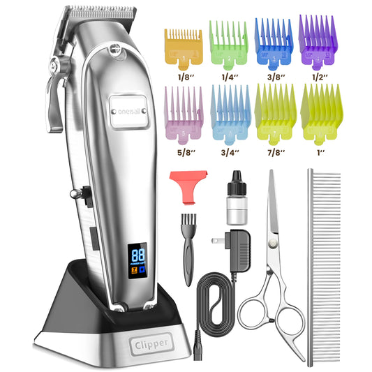 Ultimate Professional Dog Grooming Clippers Kit - Heavy Duty Cordless Trimmers for Thick Coats, All-Metal Design for Dogs & Cats