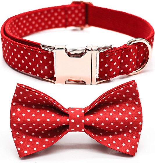 Personalized Waterproof Dog Bowtie Collar with Heavy Duty Metal Buckle - Perfect for Large, Medium & Small Dogs and Cats (Red, L)