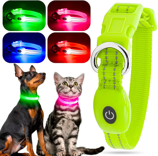 Rechargeable LED Dog Collar - Adjustable & Durable Flashing Light for Cats & Dogs (Green, XS)