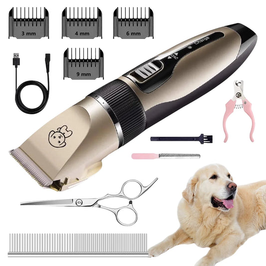 Ultimate Rechargeable Cordless Pet Shaver - Low Noise Dog Clippers & Grooming Set for Cats and Dogs