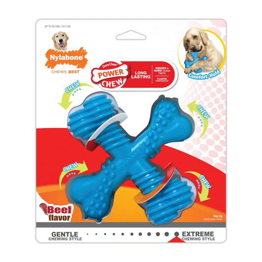 Power Chew Comfort Hold X Bone Dog Toy - Beef Flavor, Large Size, Durable Chew Toy for Aggressive Chewers